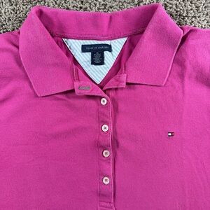 Tommy Hilfiger vintage pink polo shirt size‎ XL retro shoulder pads women golf